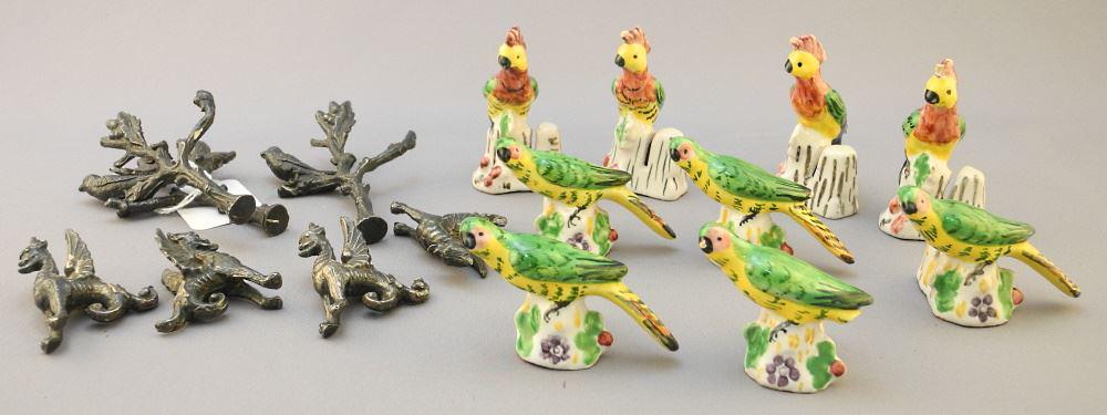 Collection of Parrot Place Card Holders & Other Metal Birds.: Collection of Parrot Place Card Holders & Other Metal Birds.