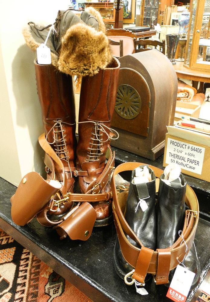 RCMP Leather Boots with Spurs, Dress Belts & Winter Hat, Size 10. (1 of 2)