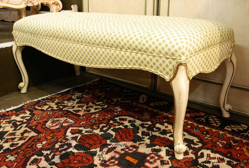 Louis XV White Painted Window Bench, 44" Length. (1 of 2)