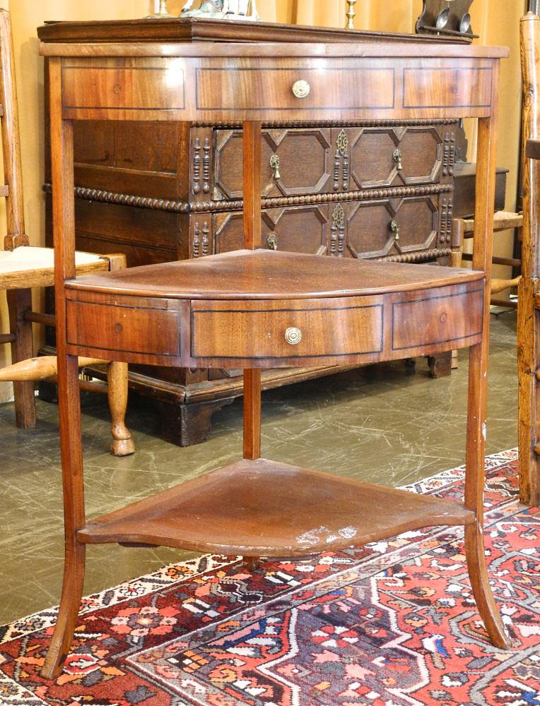 Georgian Inlaid Mahogany 3 Tier Corner Table. (1 of 5)