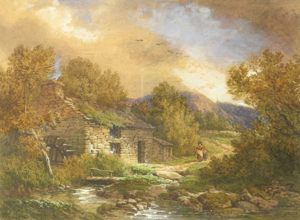 Watercolour signed J. Steeple, 10" x 13 1/2", "Children in a Wooded Landscape". (1 of 4)