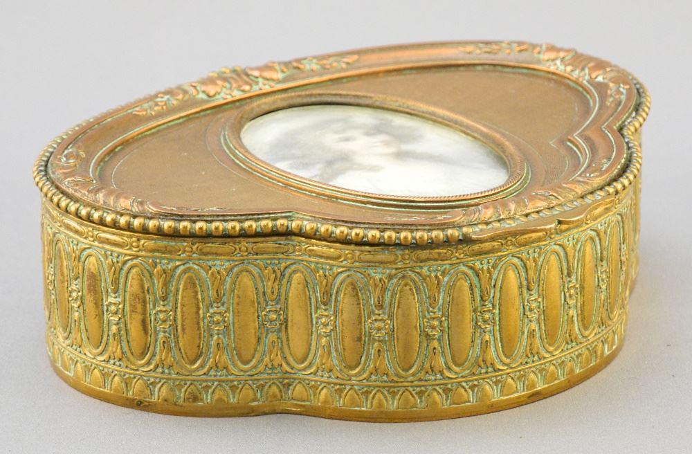 Copper Jewelry Casket with Inset Portrait, 4 5/8" wide. (1 of 3)