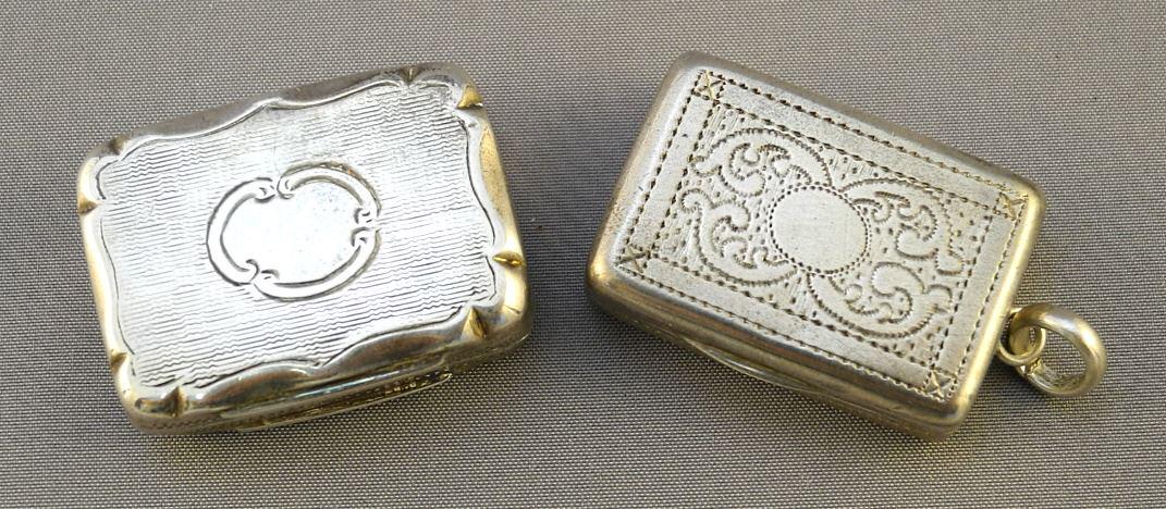 Two Silver Vinaigrette, largest 1 1/8", Both With Sponge. (1 of 2)