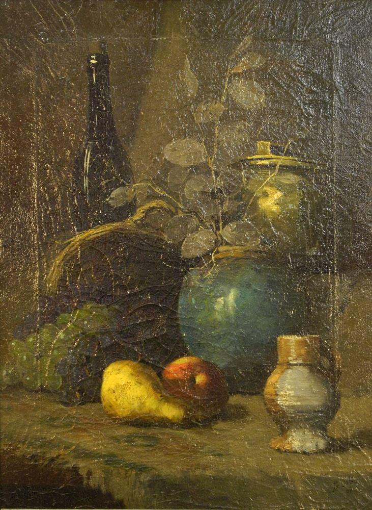 Oil on Canvas Signed Ju. Jole 09, 21 3/4" x 16 1/2", "Still Life with Fruit". (1 of 4)