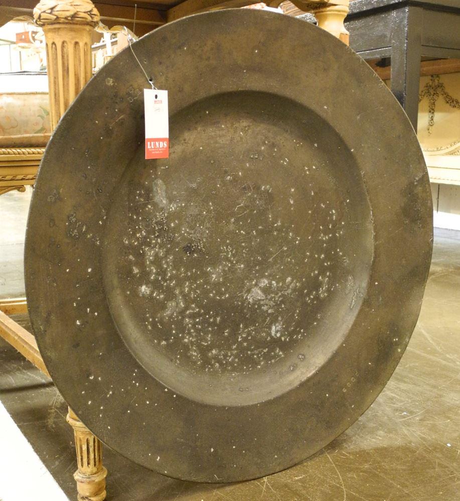 17th Century Pewter Charger, 21 1/2" Diameter, Condition Noted (1 of 1)