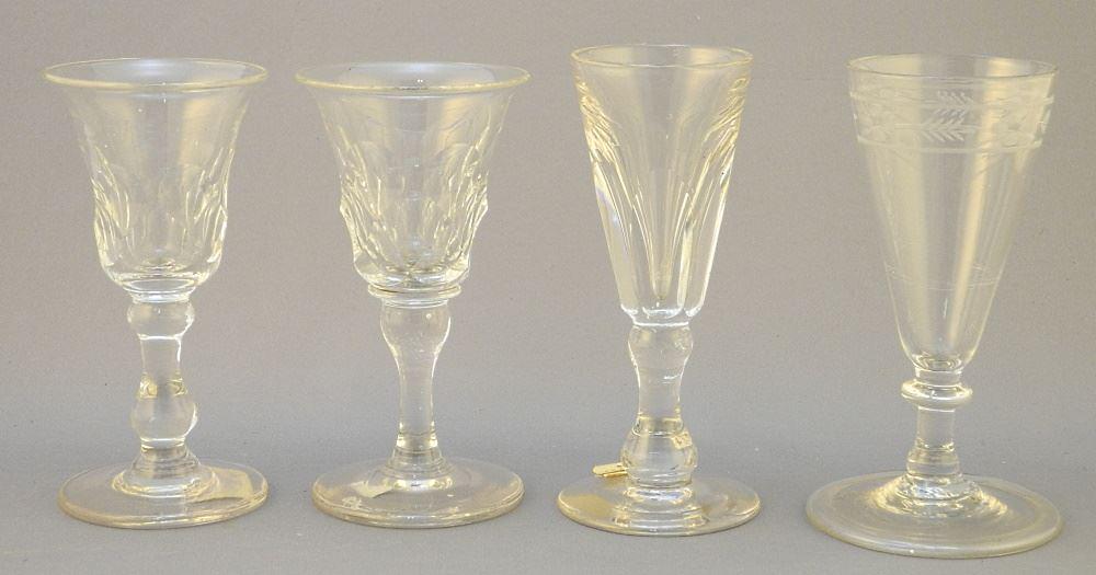12 Various Antique Toasting Glasses, 4 7/8 - 6 1/8" High: 12 Various Antique Toasting Glasses, 4 7/8 - 6 1/8" High