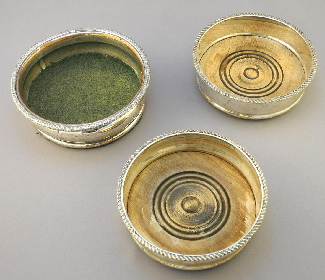 Three Silver Plated Bottle Coasters. (1 of 3)