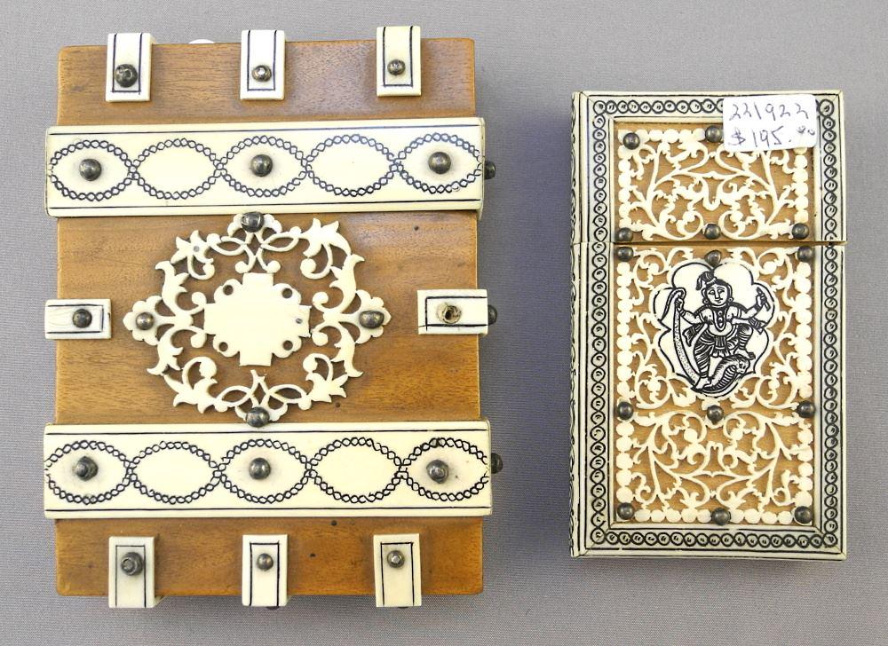 Two 19th Century Pierced Ivory Covered Card Cases, 4", No Export. (1 of 3)