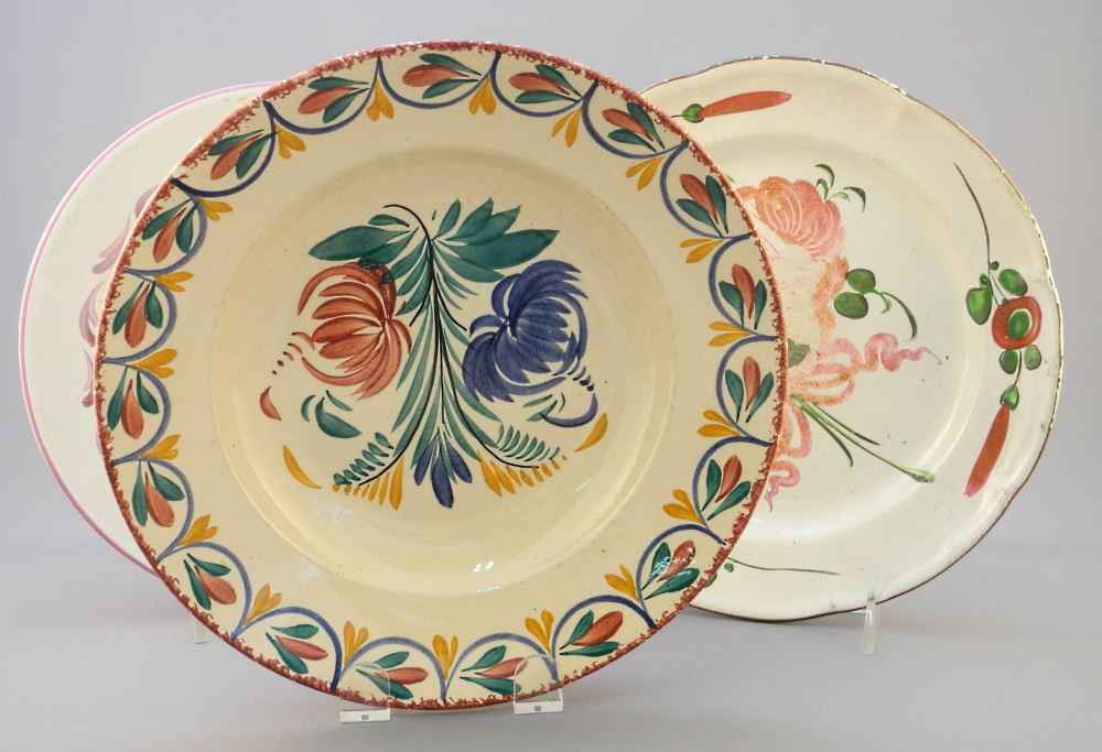 Three French Plates; 2 18th Century, One Quimper (1 of 4)
