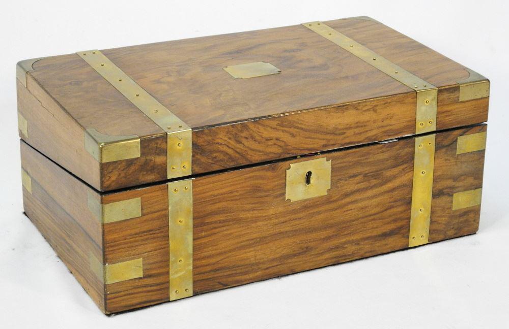 19th Century Brass Bound Walnut Lap Desk, 15 7/8" Wide (1 of 7)