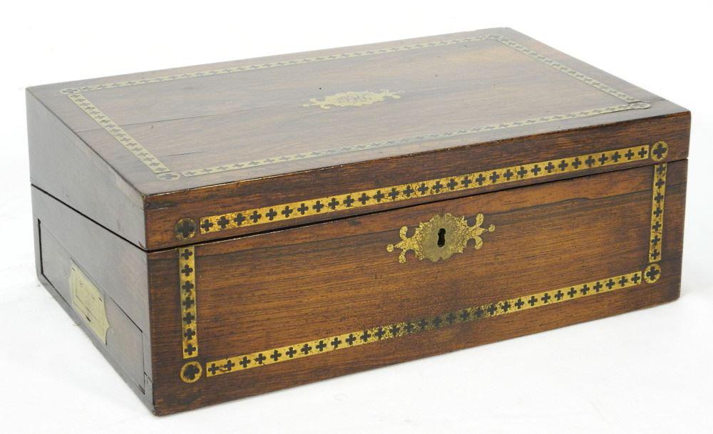 Brass Inlaid Rosewood Lap Desk, 15 3/4" Wide (1 of 6)