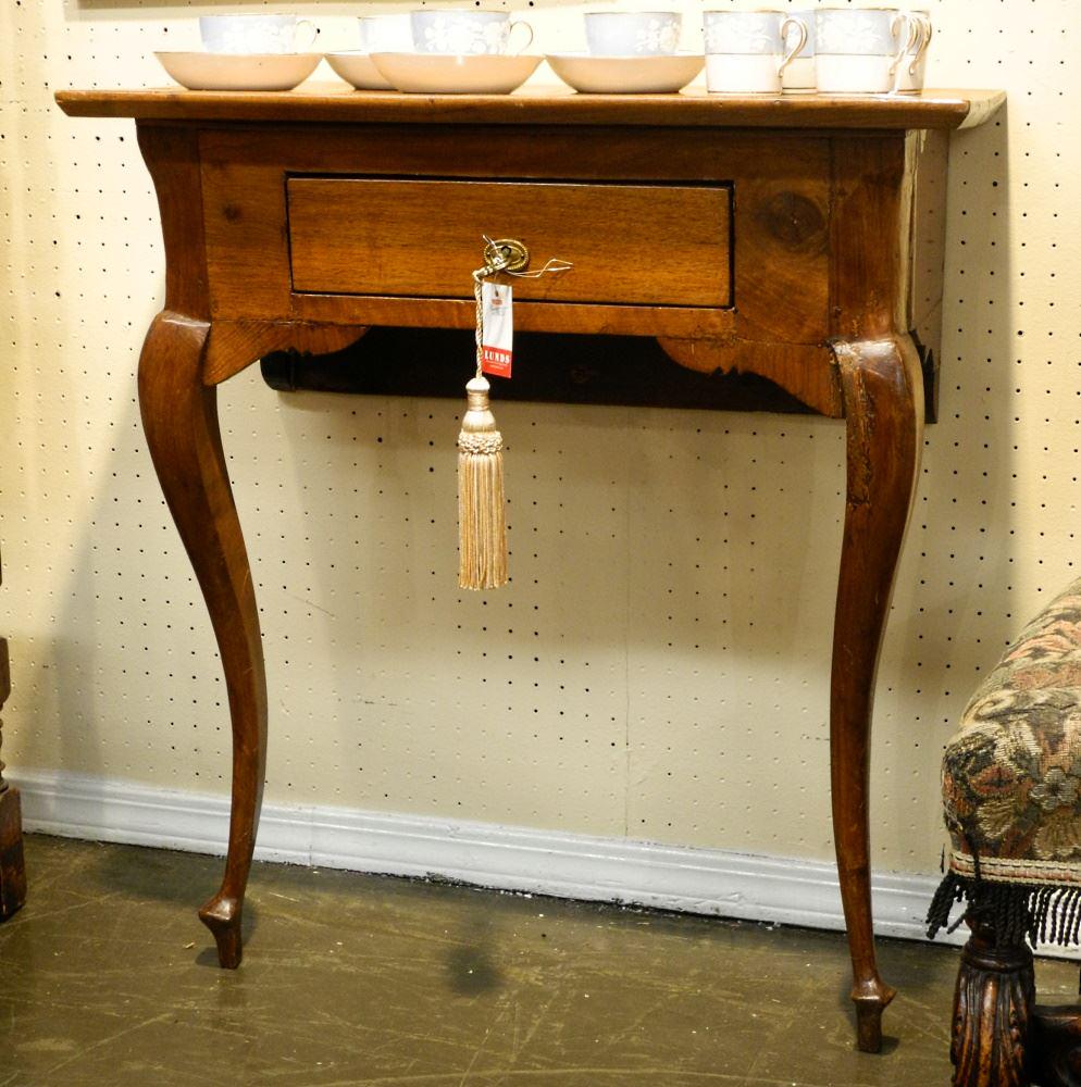 Inlaid Mahogany Console Table with Drawer, Restoration Noted, 30 3/4" High (1 of 3)