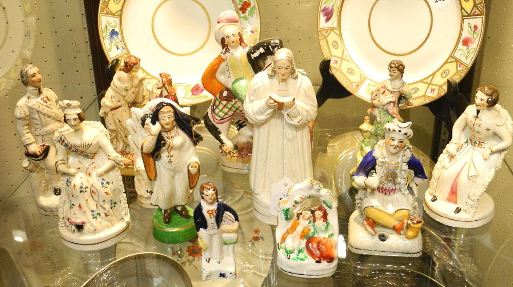 12 Staffordshire Pottery & Ceramic Figures: Victoria & Albert, D of W, Religious, 3 1/2 - 7" Tall (1 of 1)