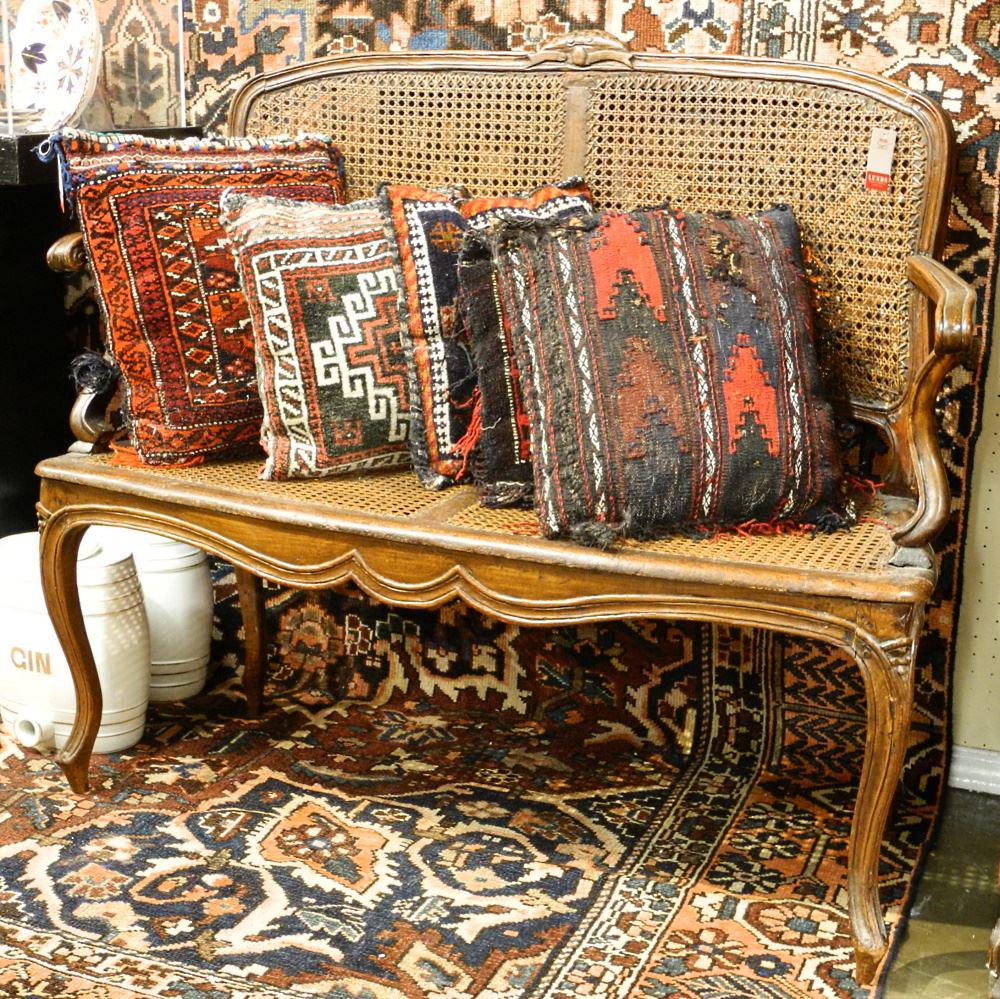 Louis XV Cane Inset Settee, 43 1/2" Wide: Louis XV Cane Inset Settee, 43 1/2" Wide
