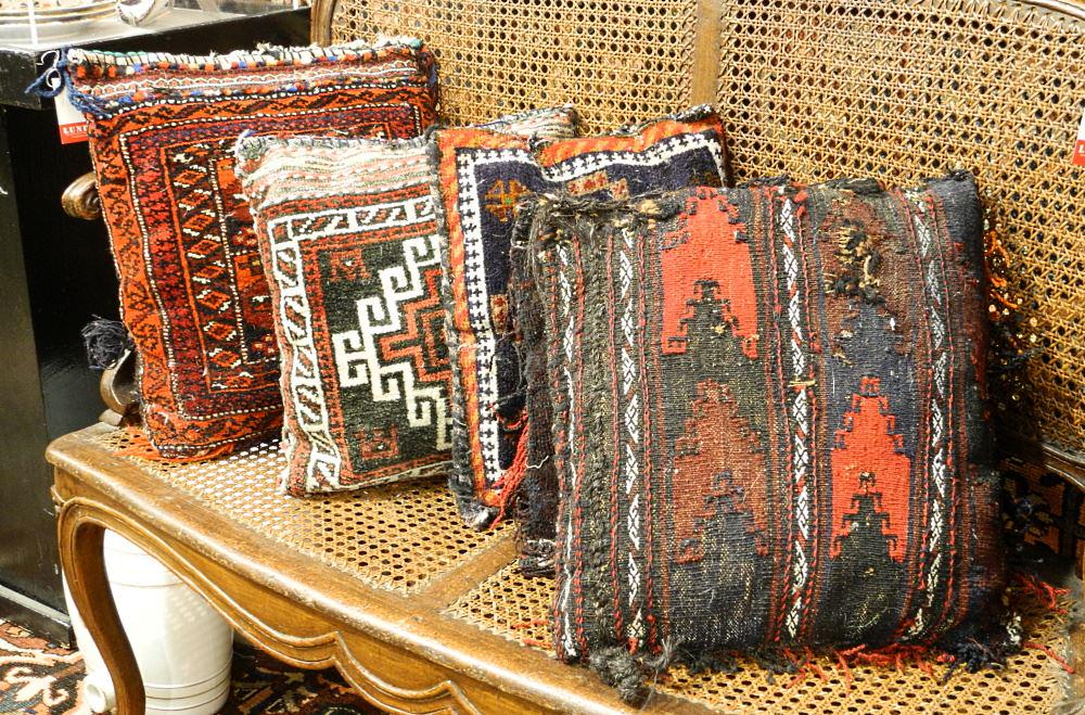 5 Persian Handknotted Wool Cushions, Largest 17 x 15 x 5": 5 Persian Handknotted Wool Cushions, Largest 17 x 15 x 5"