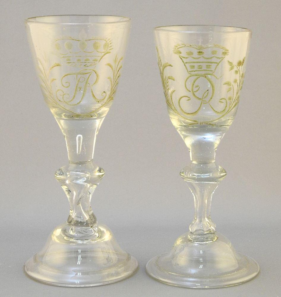 Pair of 18th Century Dutch Goblets, 6 3/4" tallest. (1 of 2)