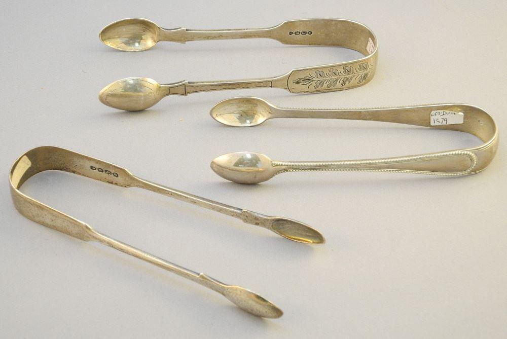 3 Pair of Sterling Silver London made Sugar Tongs, 1872/1857/1879. (1 of 4)