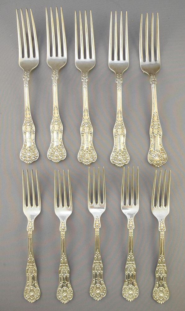 5 Sterling Silver Dinner Forks and 5 Matching Salad Forks.: 5 Sterling Silver Dinner Forks and 5 Matching Salad Forks.