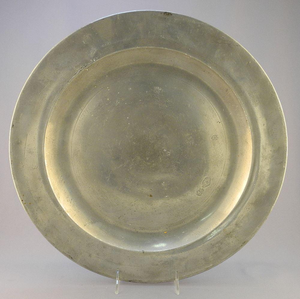 18th Century Pewter Charger, Joseph Austin - Cork, 16 1/4". (1 of 3)