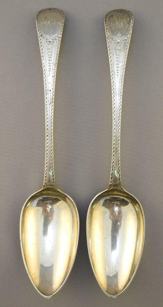 Pair of Georgian Silver Table Spoons, Birmingham 1778. (1 of 5)