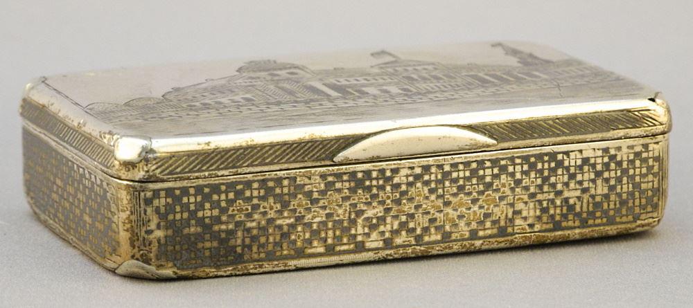 Russian Silver Snuff Box C.1880, 3 1/4". (1 of 7)