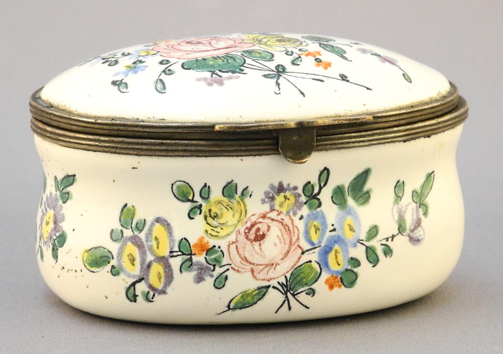 French 18th Century Enameled Box Signed VP (Veuve Perrin?), 3 3/8". (1 of 6)