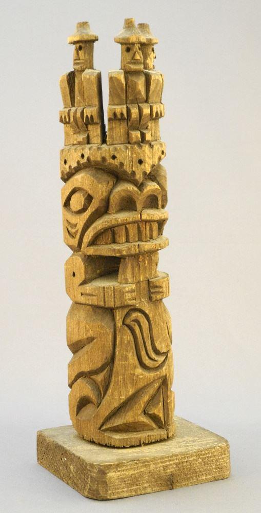 Northwest Coast Model Totem Pole, Unsigned, 10 1/8" High (1 of 3)