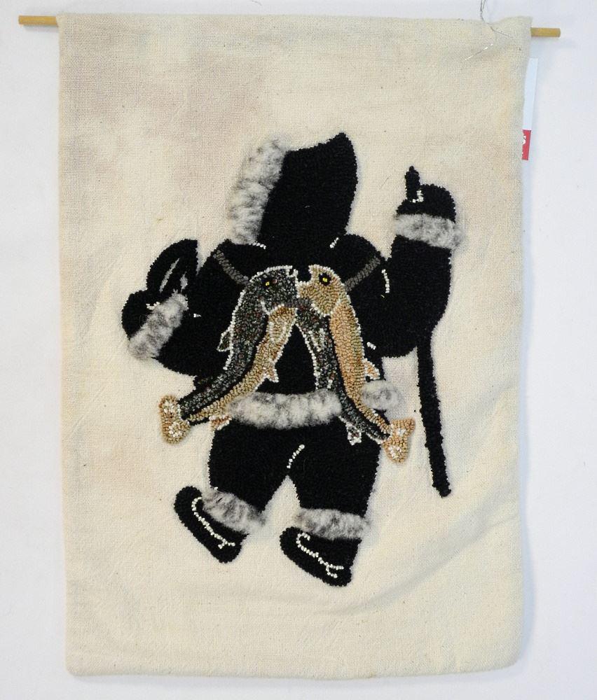 Inuit Wool Work on Linen Panel, 17 3/4" High. (1 of 1)