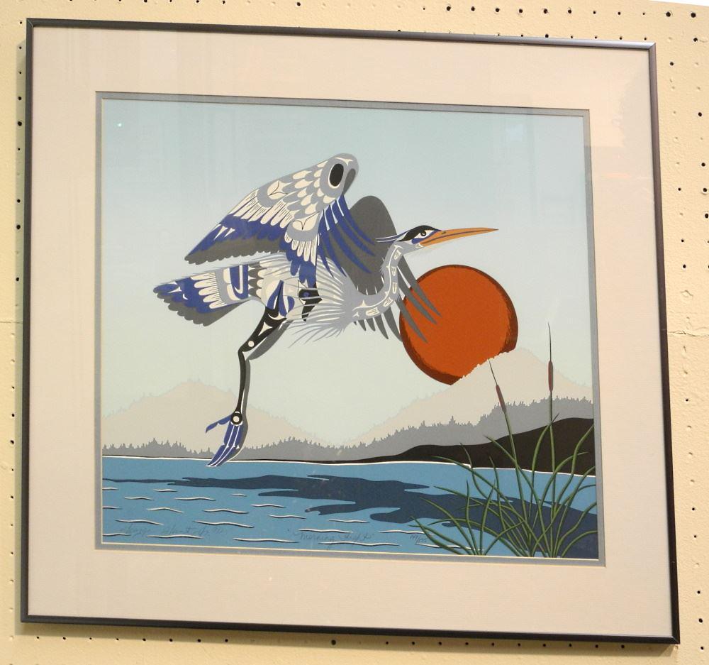 Kwagiulth Serigraph Signed George Hunt Jr., 16 1/4" x 18 1/4", 149/155 "Morning Flight". (1 of 1)