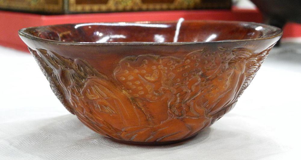 Sino-Tibetan Ceremonial Horn Bowl, 4 1/2" Diameter.: Sino-Tibetan Ceremonial Horn Bowl, 4 1/2" Diameter.