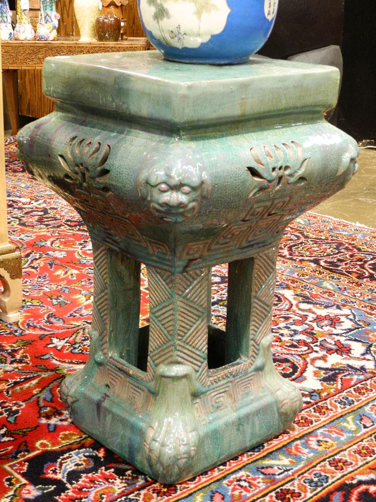 Chinese Glazed Pottery Garden Seat, 20 1/2" High. (1 of 2)