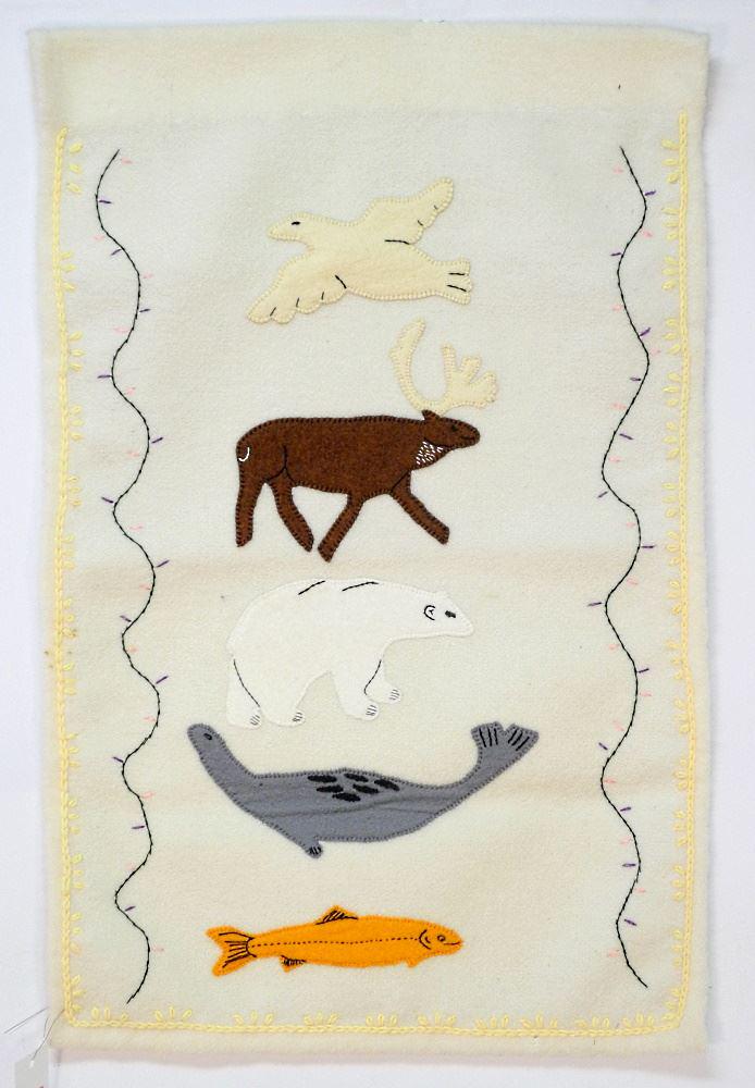 Inuit Felt Embroidery, 27" x 17".: Inuit Felt Embroidery, 27" x 17".