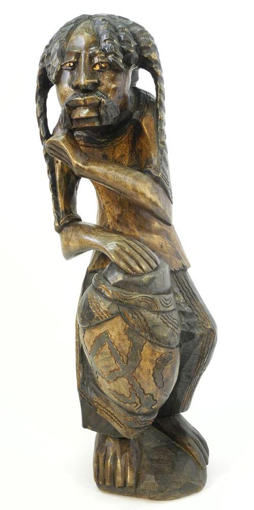 Haitian Wood Carving "Drummer", 23 1/4" High. (1 of 2)