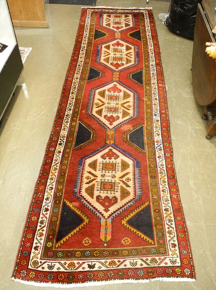 Hand Woven Persian Runner, 13'1" x 3'7". (1 of 3)