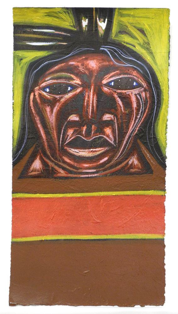 Acrylic on Paper signed D.J. Tapaquan 2000, 20 3/8" x 10 3/4", "Portrait". (1 of 2)