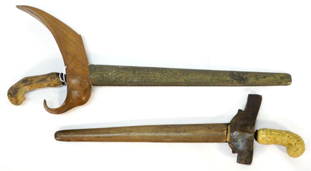 2 Indonesian Kris Knives, 17 3/8" & 20" Length. (1 of 2)