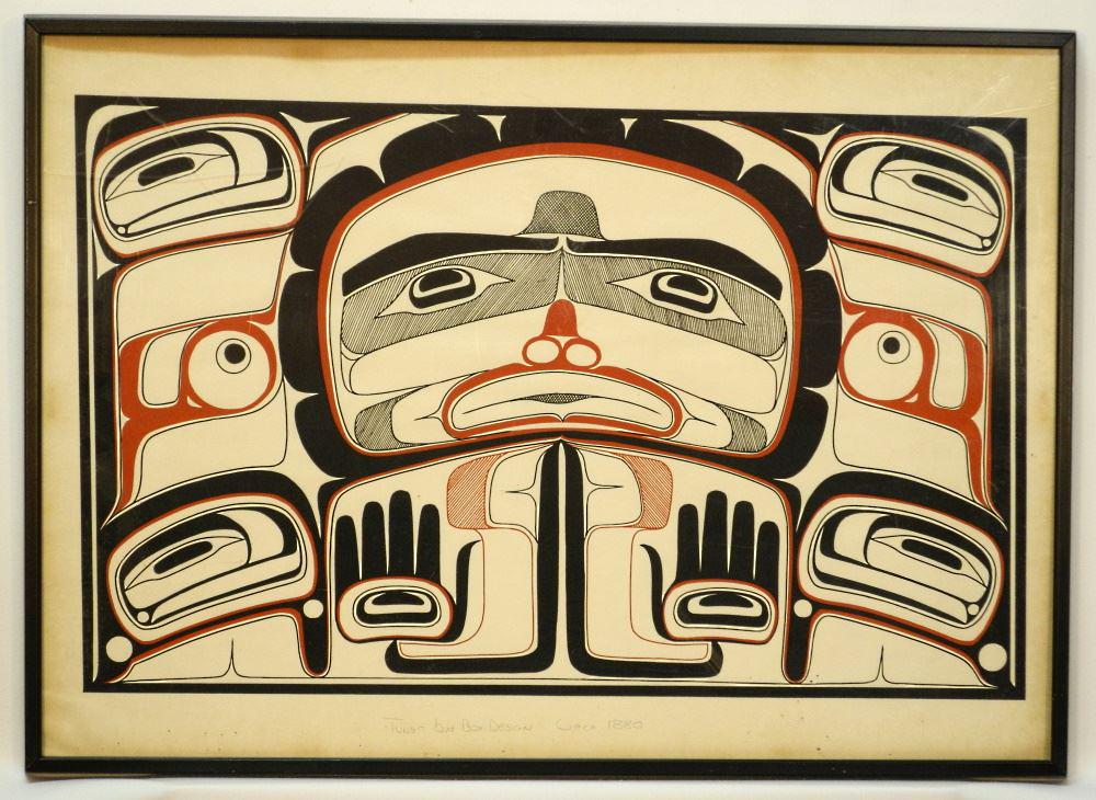 Tlingit Serigraph, 19 1/8" x 27", "Tlingit Box Design Circa 1880". (1 of 2)