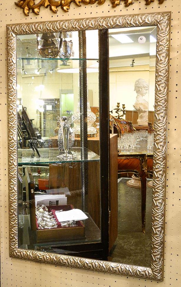 Silver Framed Beveled Mirror, 42" x 28". (1 of 1)