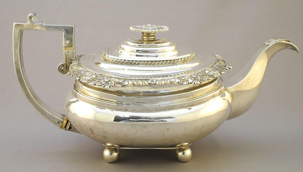William Bateman Hallmarked Silver Teapot, Dent Noted, 12" Length, TW:754 Grams. (1 of 5)