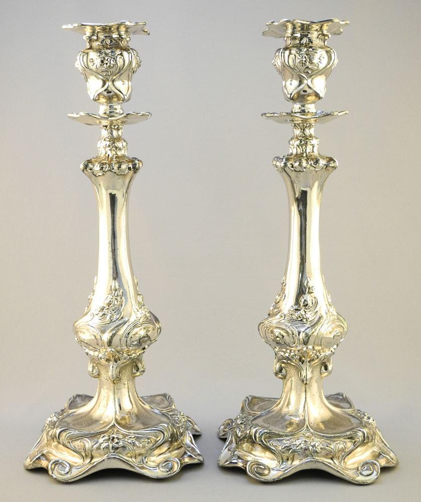 Pair of Barbour Silver Plated Candlesticks, 13 7/8" High (1 of 4)