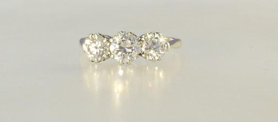 Platinum Diamond Trinity Ring, Size 6 1/4, TW:3.85 Grams. (1 of 5)