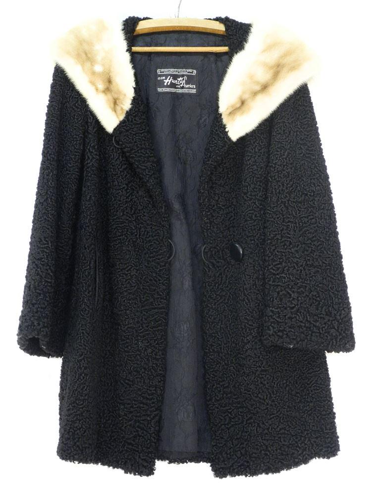 Black Persian Lamb's Wool Coat, Size 10/12. (1 of 3)