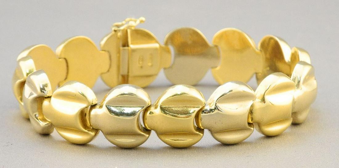 18K (Marked 750) Yellow & White Gold Bracelet, 37.65 Grams, 7 1/2". (1 of 4)