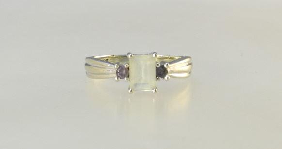 10K (Marked) White Gold Ring with Stone, Size 9 1/4, TW:3.16 Grams. (1 of 3)