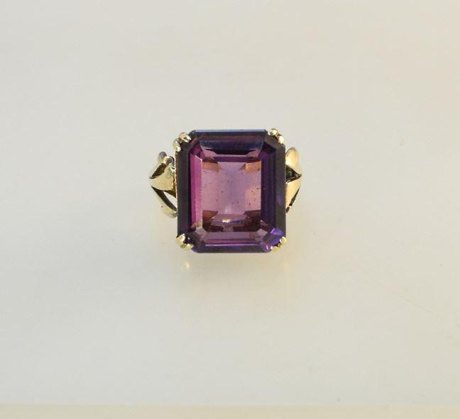 Unmarked Gold Amethyst Ring, Size 5 1/4. (1 of 5)
