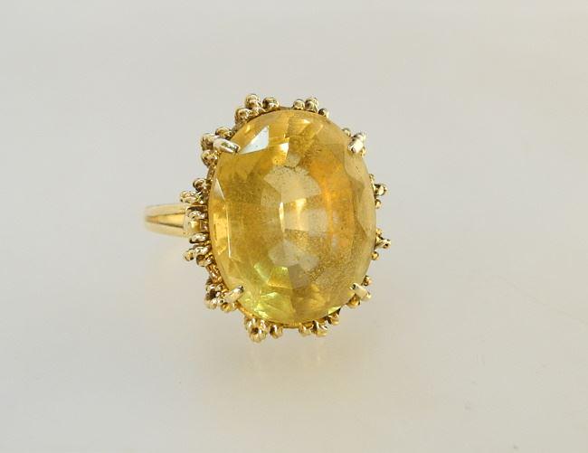 14K Gold Basket Set Citrine Ring, size 7 3/4. (1 of 6)