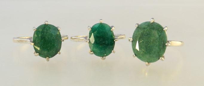 3 Sterling Silver & Genuine Emerald Rings. (1 of 4)