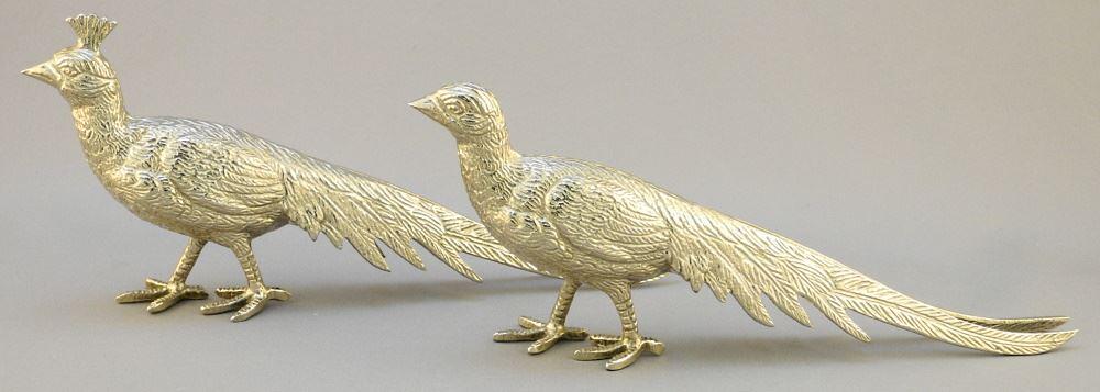 Pair of Silver Plated Exotic Birds, 9" Length. (1 of 2)