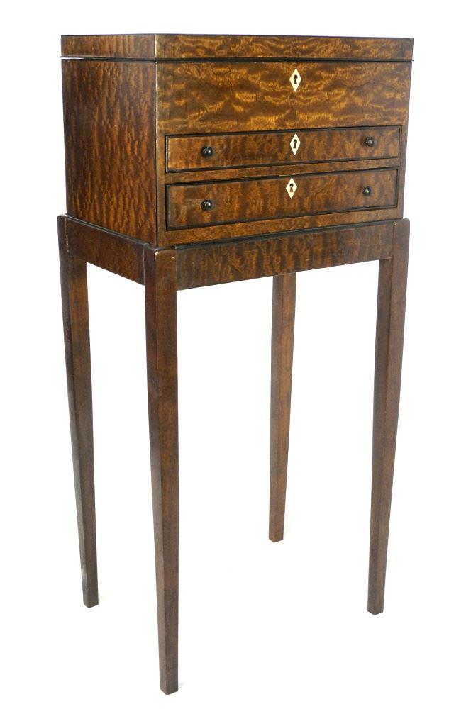 Burl Walnut Collector's Chest on Stand. (1 of 11)