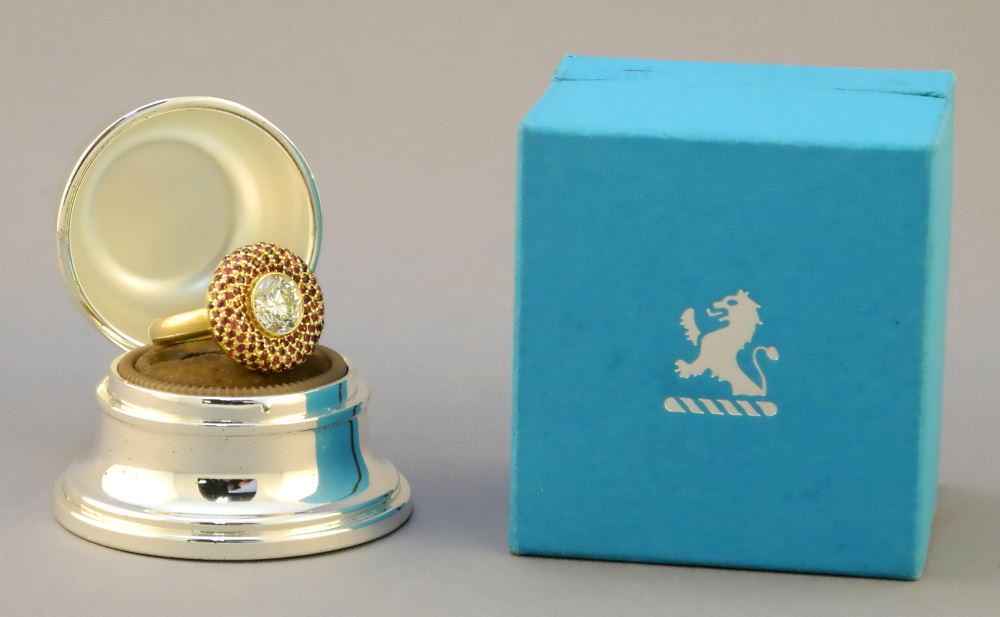 French Made 18K (Tested) Yellow Gold 2.1Ct Diamond & Ruby Ring, Size 6.5, Regency Plate Box. (1 of 10)